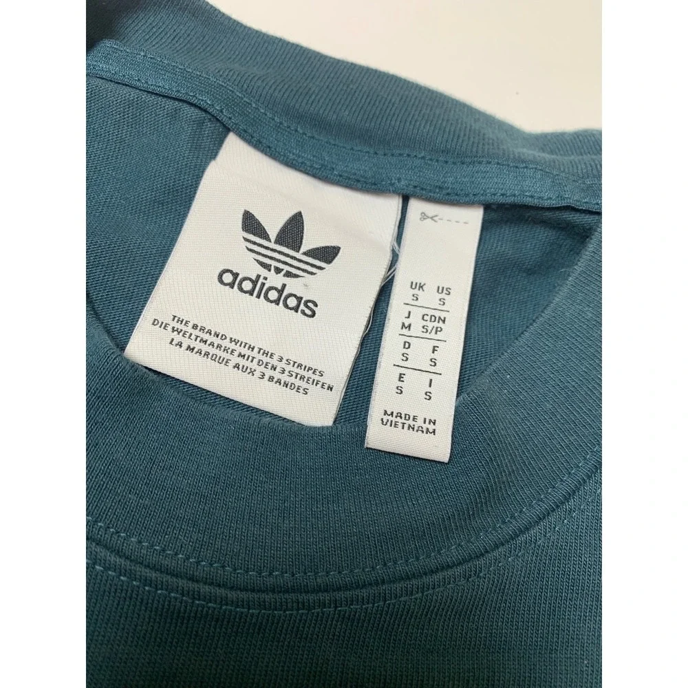Adidas Originals Mens Trefoil Halftone Graphic T-Shirt Teal Blue Small‎ Cotton